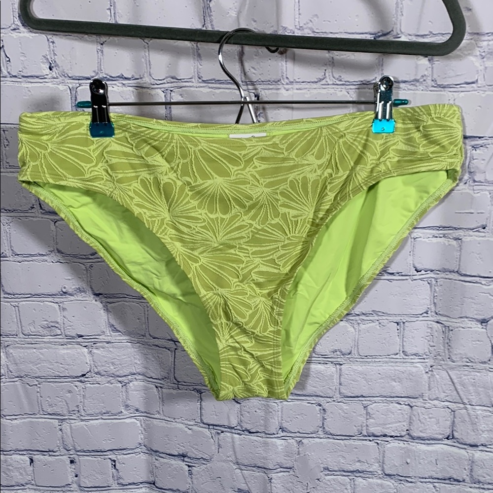 Andie Swim Womens Bikini Bottom Textured Floral Green Beach Hippie Size XL NWT